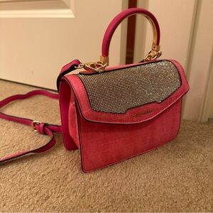 Steve Madden Hot Pink Rhinestone Flap Top-Handle Crossbody